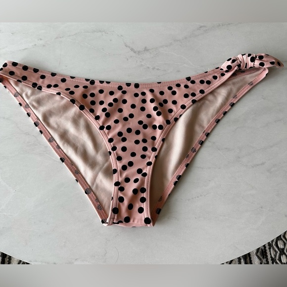 Topshop Polkadot Low Rise Bikini Bottom Pink and Black Size 12 Large - Picture 1 of 6